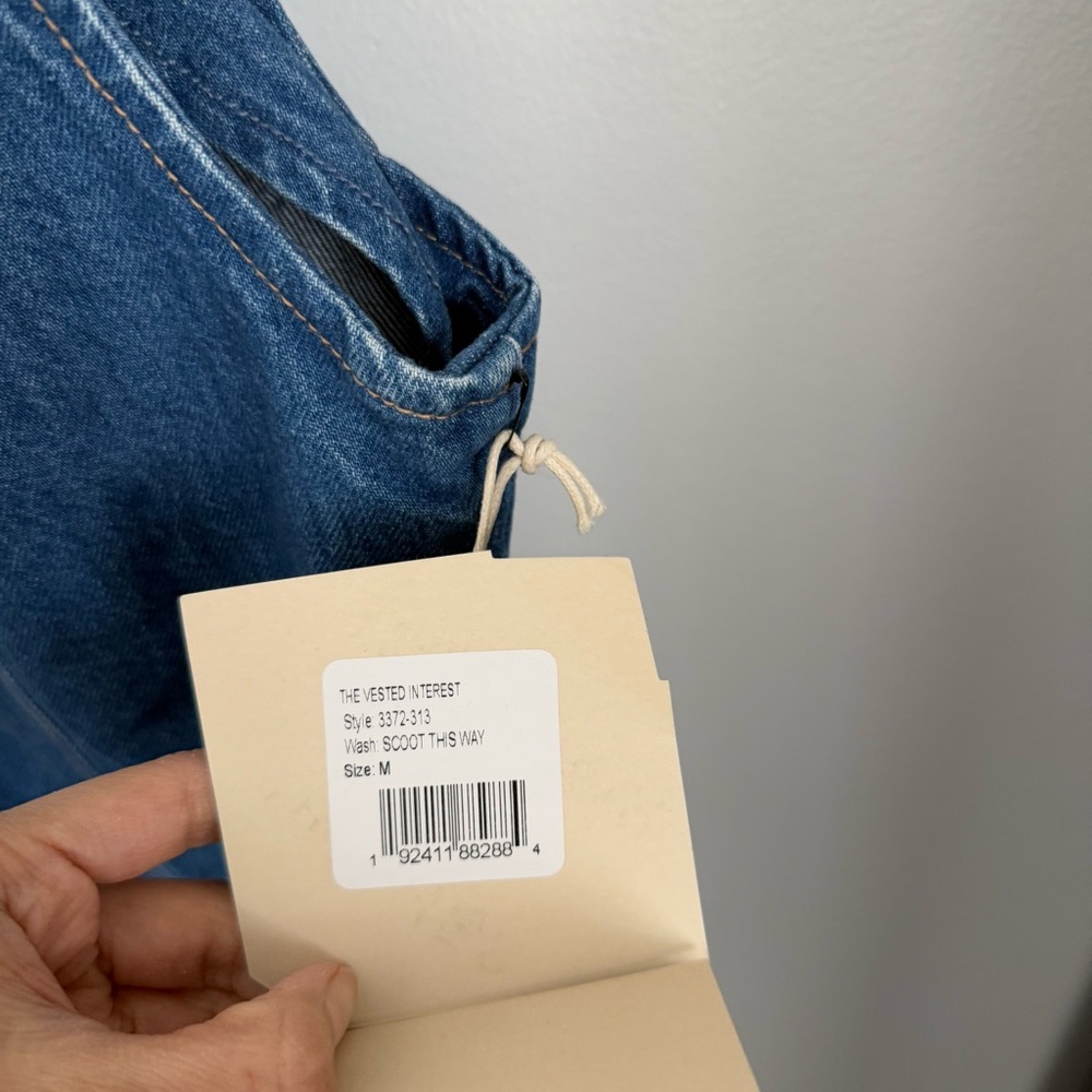 Mother‎ Medium NEW The Vested Interest Scoot This Way High Neck Denim Office - Picture 4 of 8